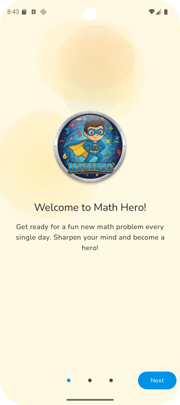 Math Hero: Fun Math for Kids: Página de bienvenida de Math Hero (Android)