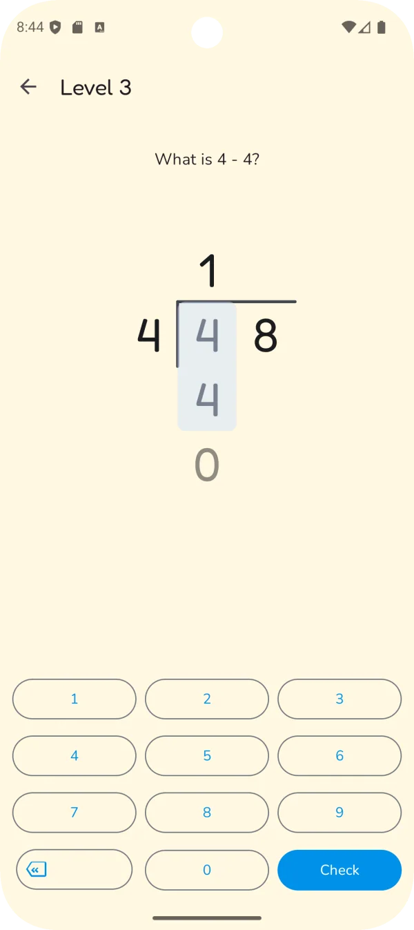 Math Hero: Fun Math for Kids: Ejercicio de división larga y teclado numérico (Android)
